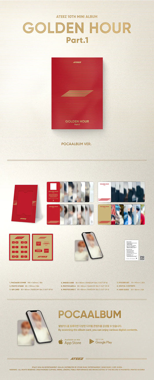 Ateez golden hour part 1 album kpop music idol korean merch store canada toronto montreal vancouver calgary edmonton ottawa winniper hongjoong seonghwa yunho yeosang san mingi wooyoung jongho CD photocard pocaalbum