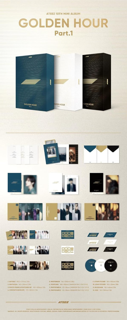 Ateez golden hour part 1 album kpop music idol korean merch store canada toronto montreal vancouver calgary edmonton ottawa winniper hongjoong seonghwa yunho yeosang san mingi wooyoung jongho CD photocard