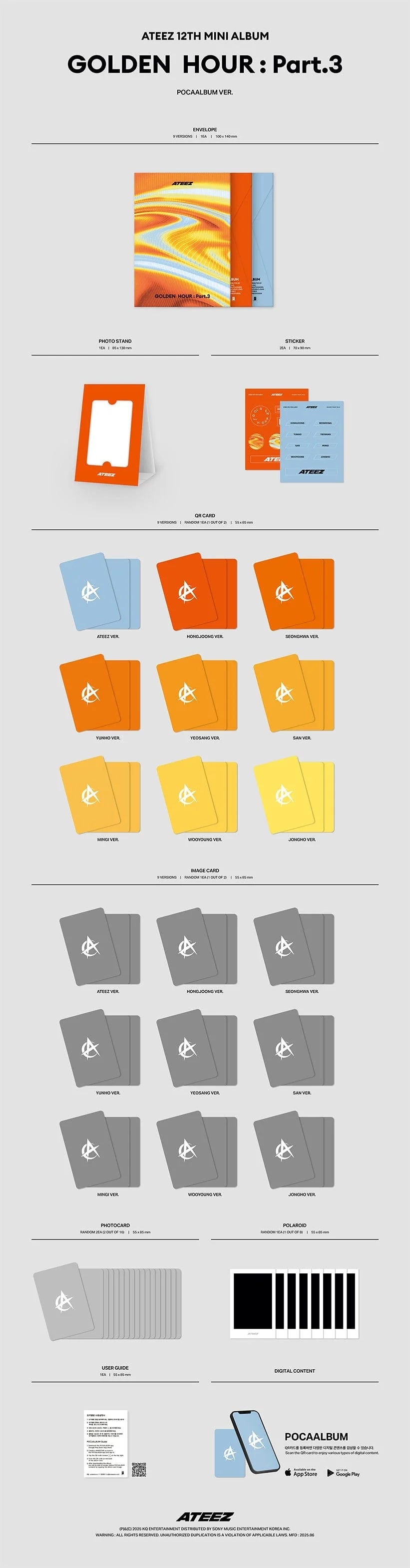Ateez golden hour part3 album kpop music idol korean merch store canada toronto montreal vancouver calgary edmonton ottawa winniper hongjoong seonghwa yunho yeosang san mingi wooyoung jongho CD photocard pocaalbum