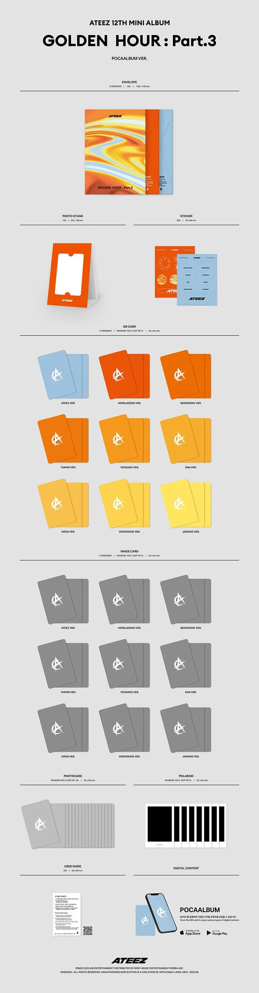 Ateez golden hour part3 album kpop music idol korean merch store canada toronto montreal vancouver calgary edmonton ottawa winniper hongjoong seonghwa yunho yeosang san mingi wooyoung jongho CD photocard pocaalbum